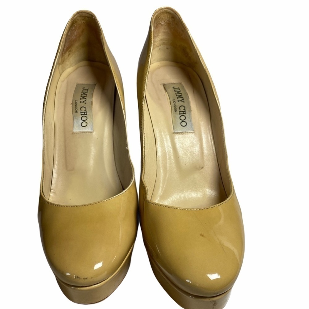 Jimmy Choo Platform Nude Patent Leather Stilettos